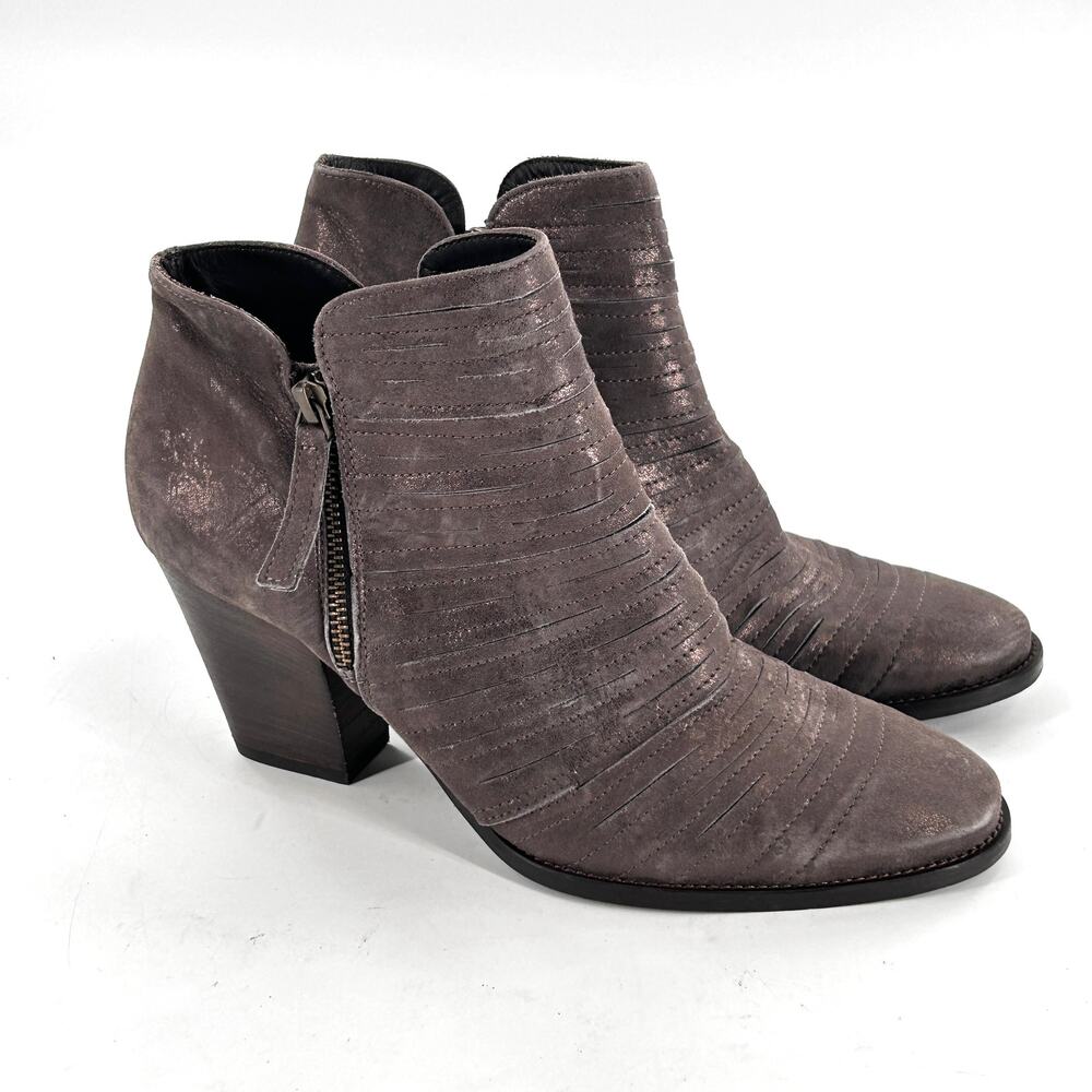 Paul Green Malibu Sliced Boots 8 10.5 NWOT Pewter Gray Ankle Bootie Comfort Boho